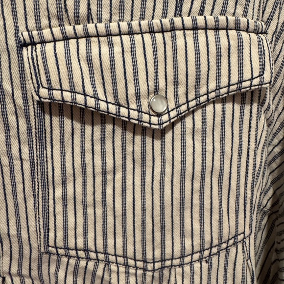 Pilcro Cream and Navy Striped Denim Dress Size 2X - Picture 7 of 14